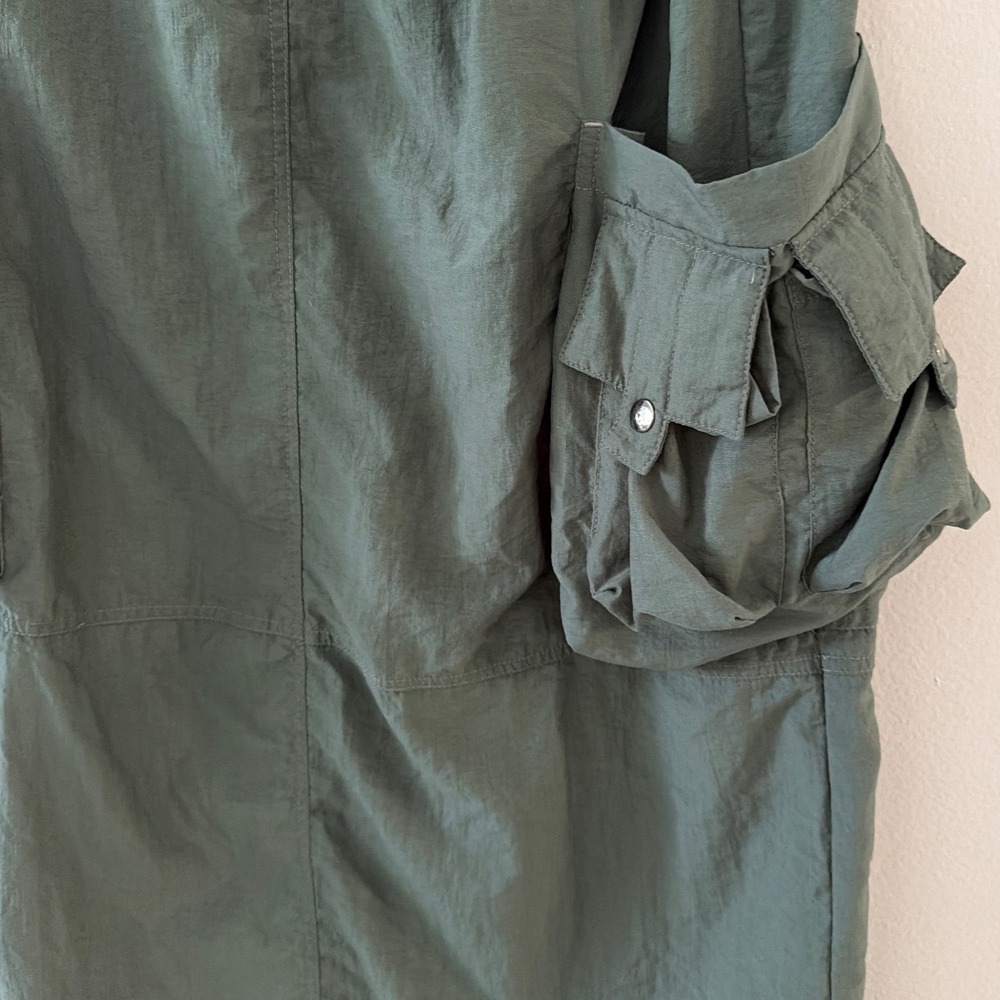 Jacques Ruc Olive Green Nylon Cargo Maxi Skirt Utilitarian Gorpcore Size Small - Picture 4 of 11